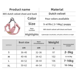 Velour sele Pink med nylonline og reflekser 