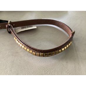 L�derhalsb�nd med messing nitter 60 cm