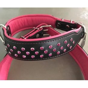 H�ndlavet halsb�nd med sten 75/5 cm