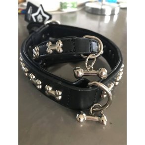 Artleather halsb�nd med bones