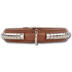 Lder halsbnd  silver row 2,5 cm