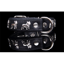 Hndlavet Fransk bulldog halsbnd 45/ 3 cm bred